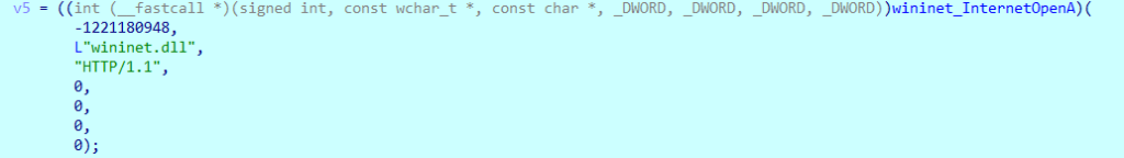 Example of how arguments cannot be easily recognized at first by IDA decompiler yet