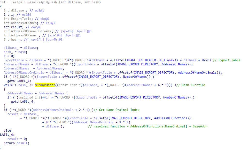 LummaC2 parsing Export Table