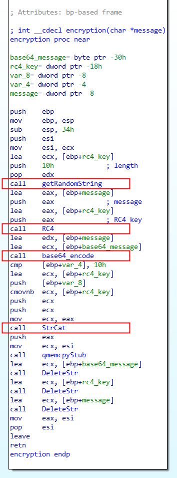Taurus Stealer encryption routine