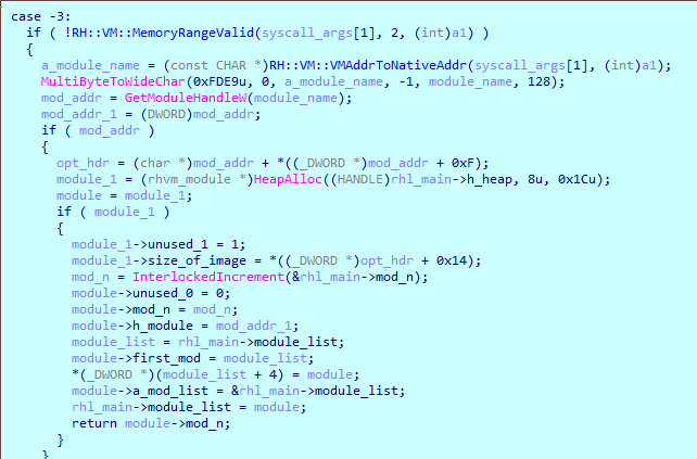 4.8 version syscall that retrieves the address of a module by its name and stores it in a collection.